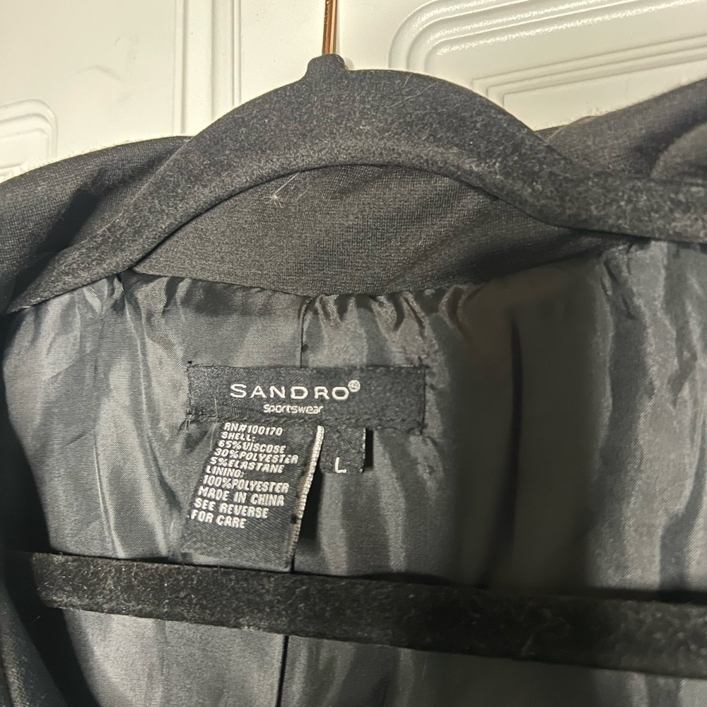 Sandro Tailored Jacket Black Belted Trench - Picture 6 of 11